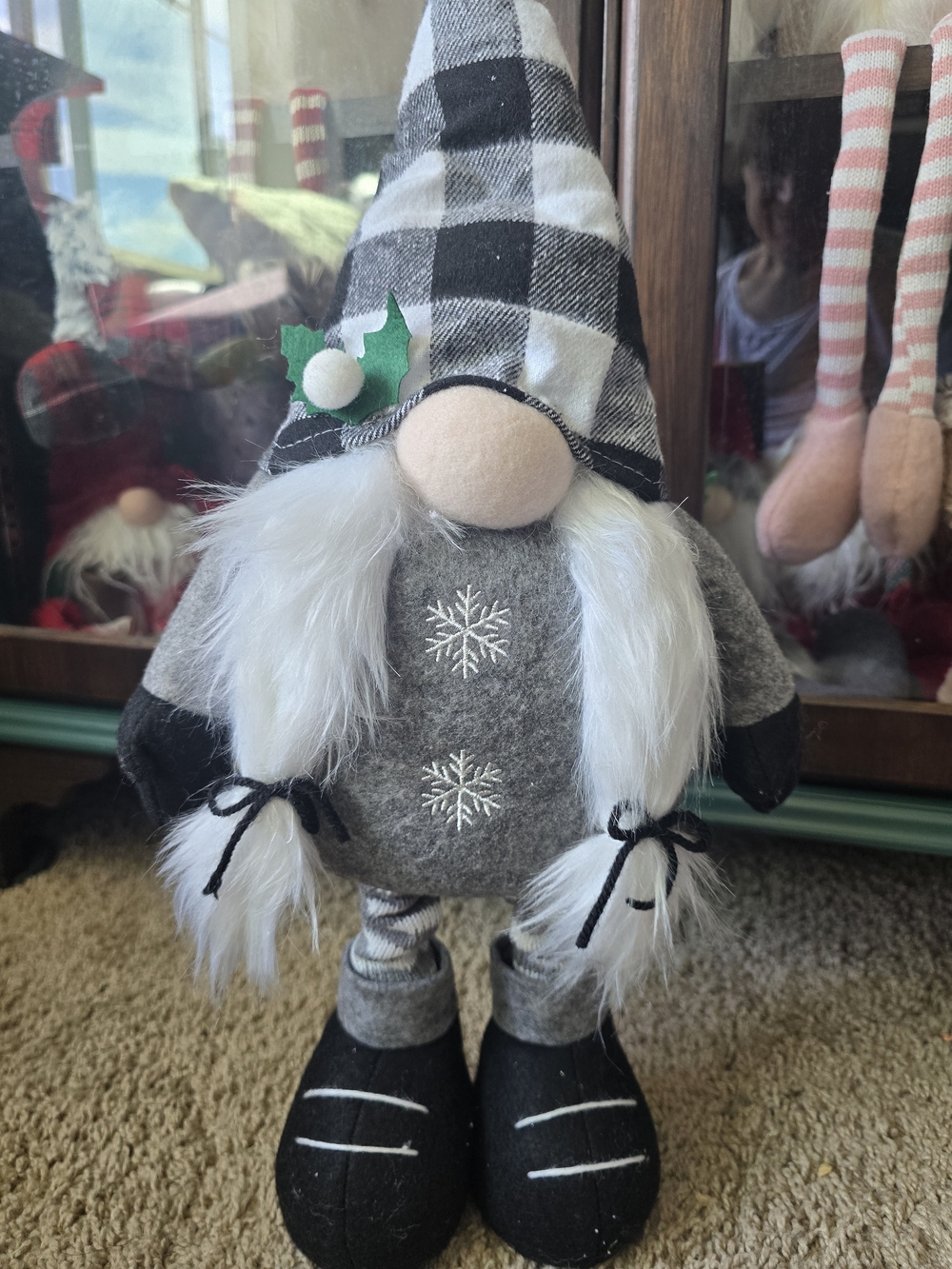 Holiday Gnome Figurine Plush – Gray Buffalo Check Hat